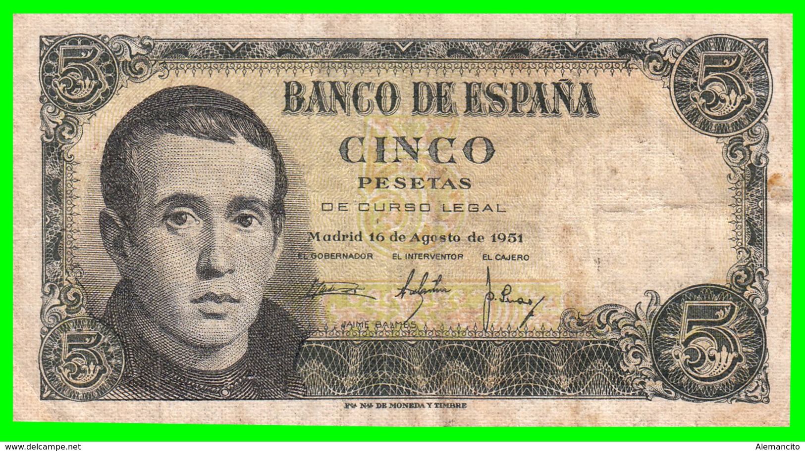 ESPAÑA BILLETE DE 5 Ptas. AÑO 1951 - 5 Pesetas