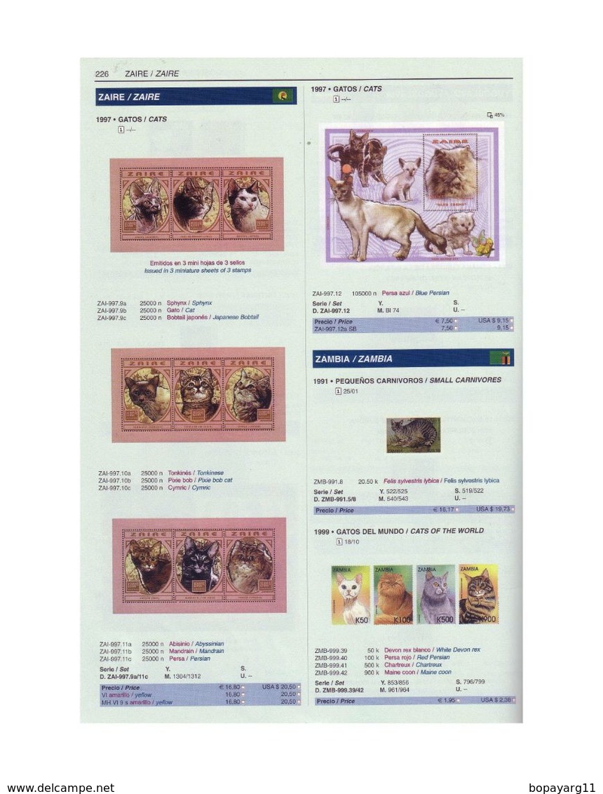Catalogue De Timbres Poste Domfil CHATS Cats Stamps 229 Pag PDF   LIVRAISON GRATUITE FREE SHIPPING - Thema's
