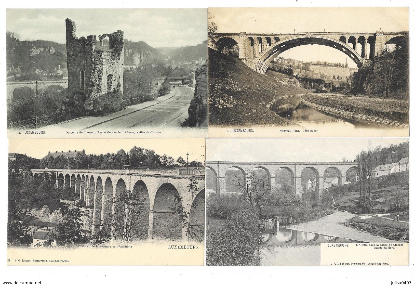 LUXEMBOURG Ensemble De 4 Cartes Pont Viaduc Ancien Chateau - Luxemburg - Town