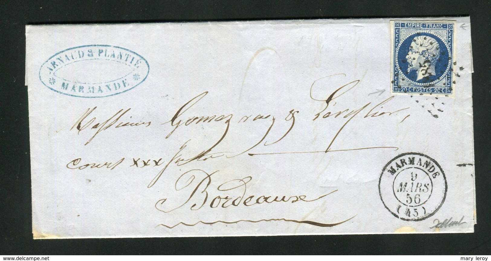 Belle Lettre De Marmande ( Lot & Garonne 1856 ) Avec Un N°14Aa - Cachet PC 1885 - 1849-1876: Klassik