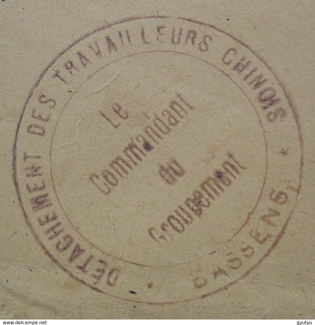 Bassens 1918 Détachement Des Travailleurs Chinois Le Commandant Du Groupement Cachet Sur Enveloppe Pour Le Mas D'Agenais - Guerre De 1914-18