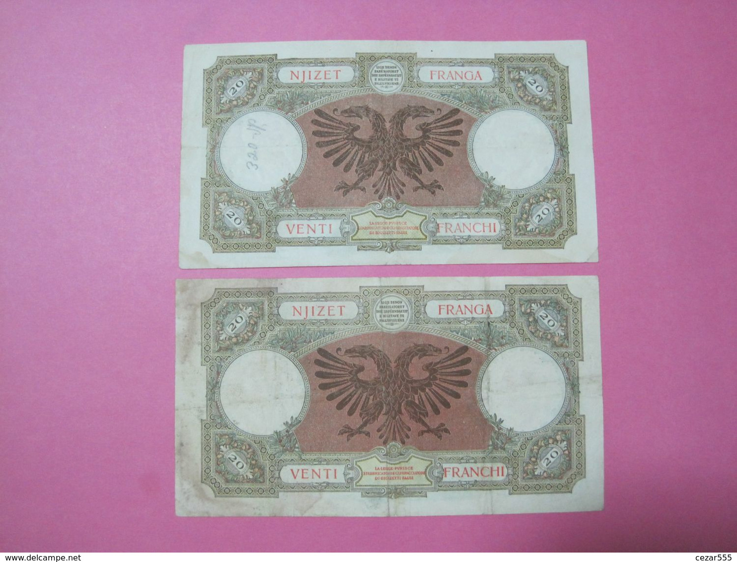 Albania Lot 2 X 20 Franga Nd 1939 - Albania