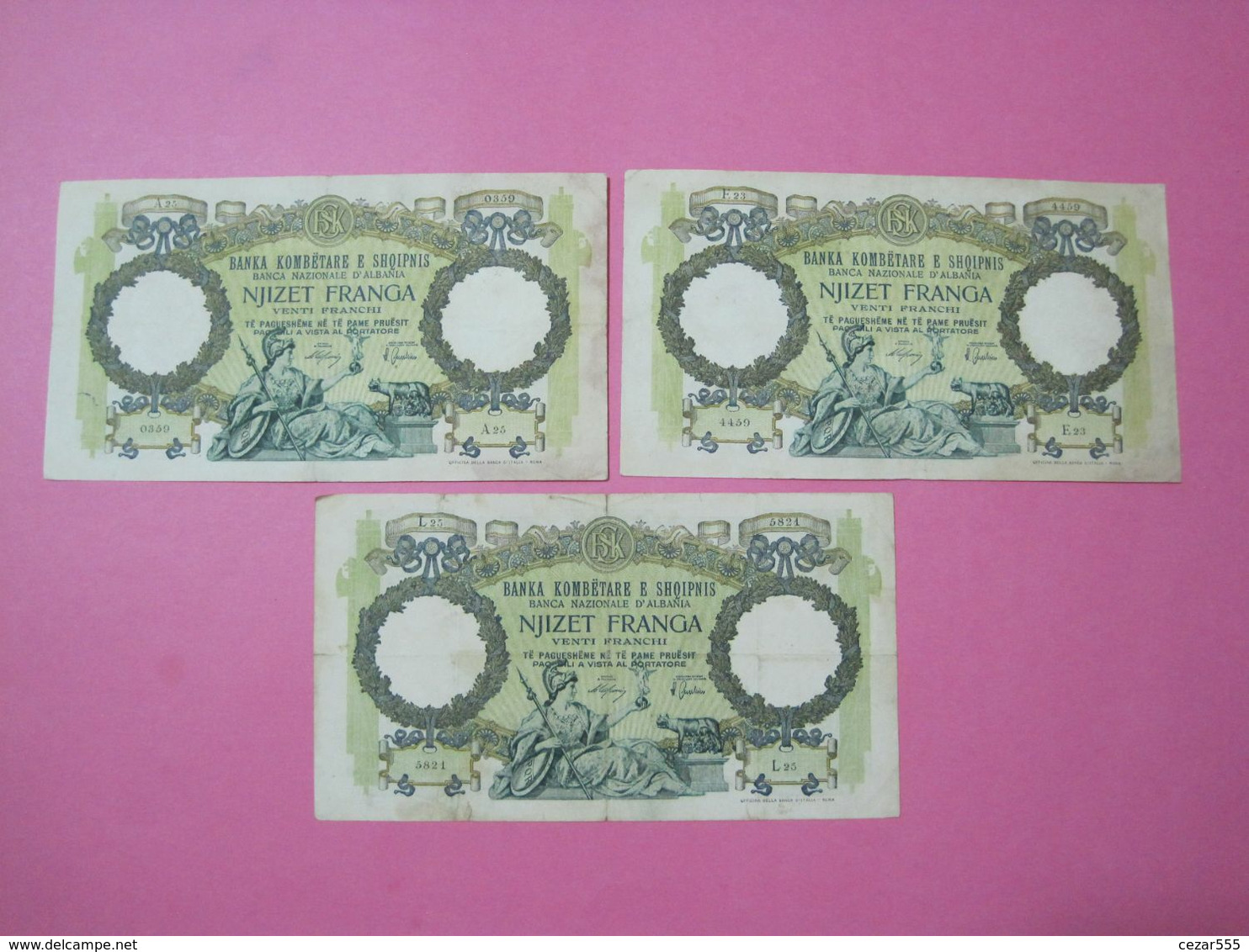 Albania Lot 3 X 20 Franga Nd 1939 - Albanië