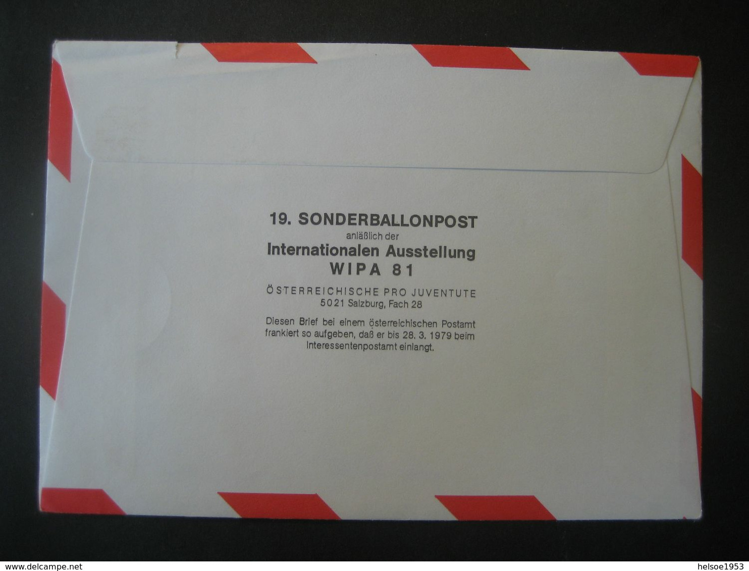 Österreich 1979- WIPA1981 19. Sonderballonpostflug Innsbruck 31.3.1979 - Par Ballon