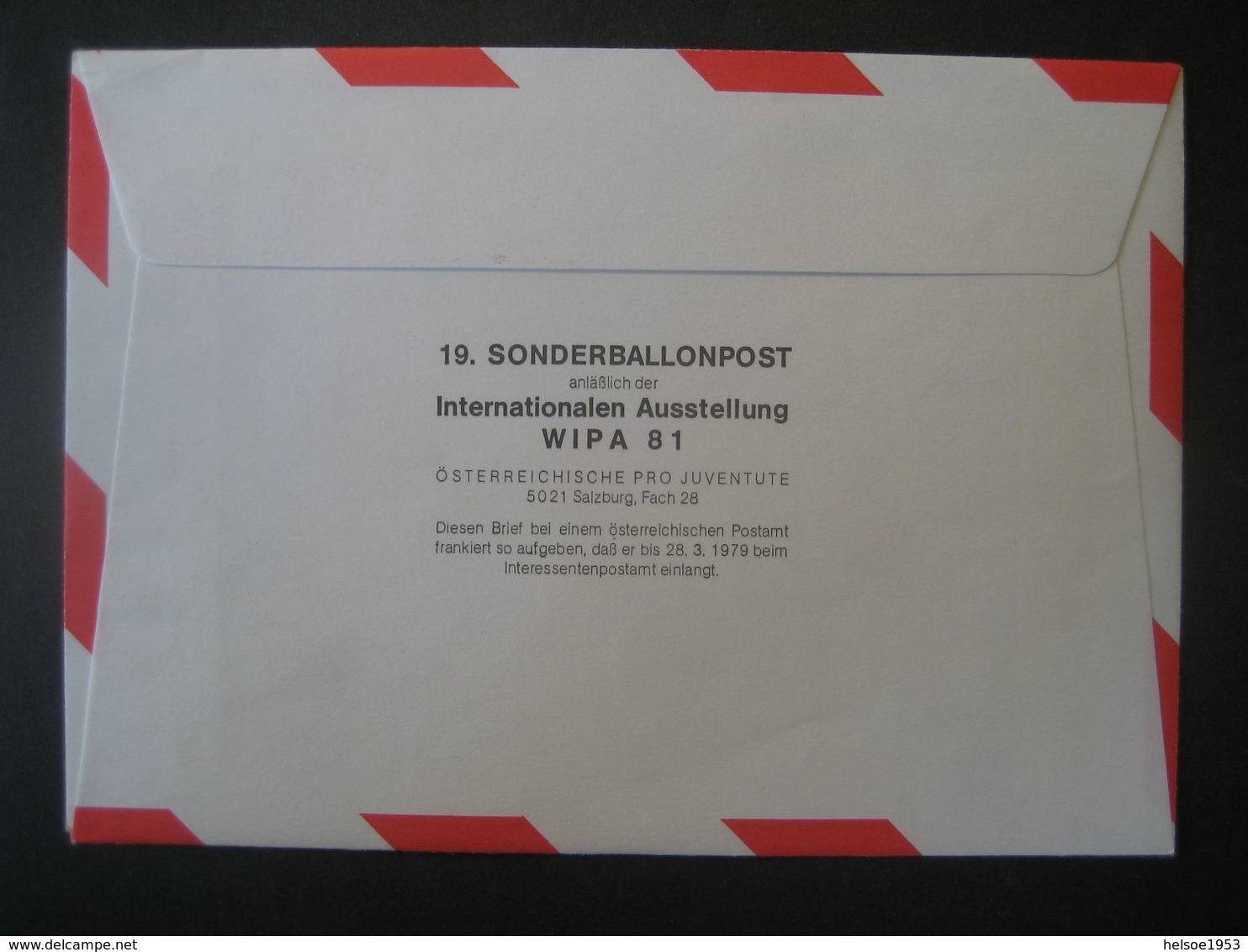 Österreich 1979- WIPA1981 19. Sonderballonpostflug Salzburg 31.3.1979 - Ballonpost