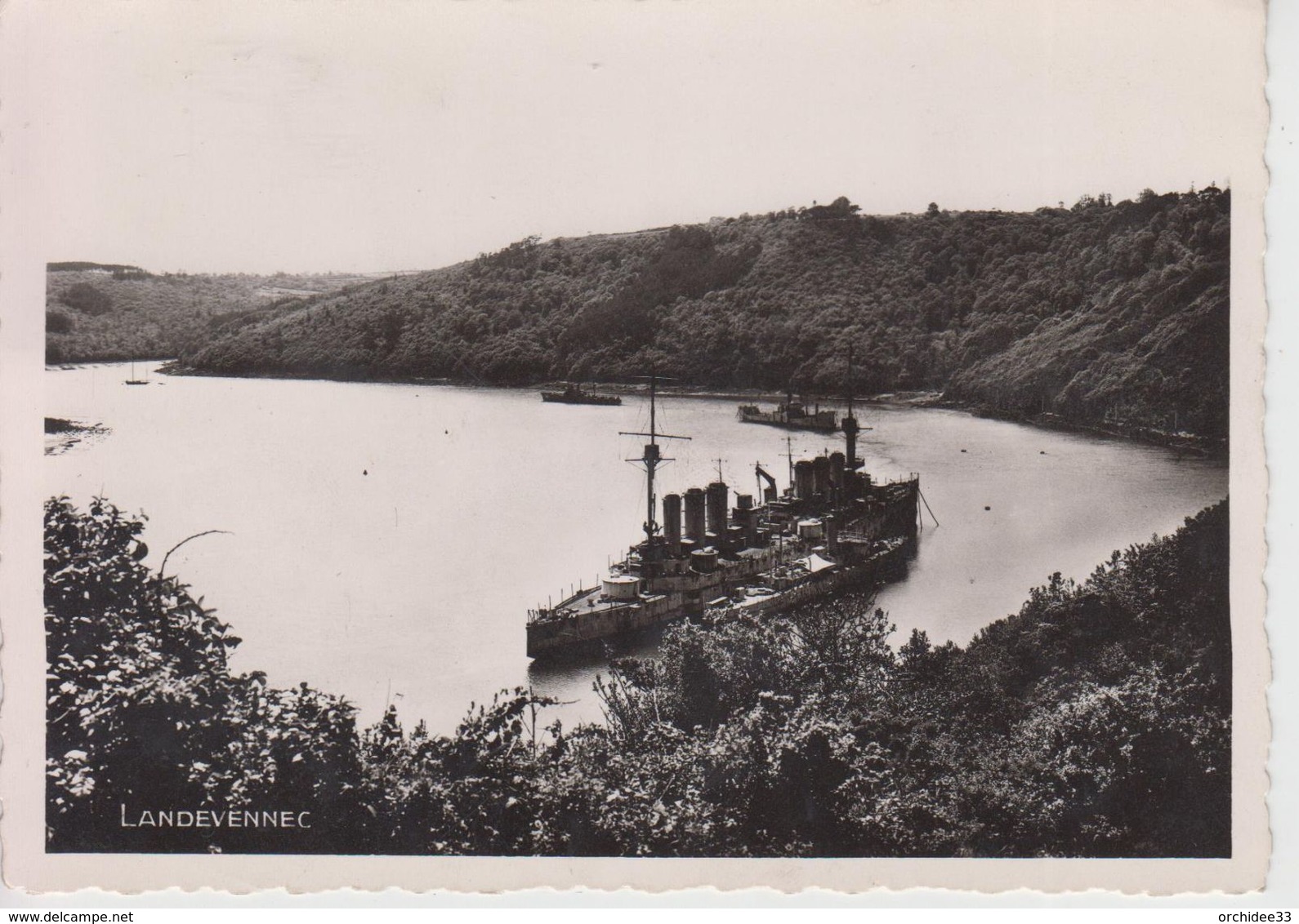 CPSM Landévennec - Rivière De L'Aulne - La Profondeur De Cette Anse De Penforn ... Navires De Guerre Désarmés ... - Landévennec