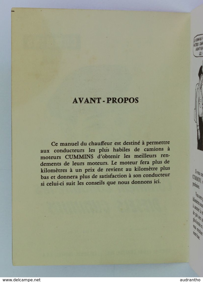 Rare Livret Type BD Chauffeur Camion Comment Conduire Les Diesels Cummins ? Cummins Diesel France Clichy 93 Rue De Paris - Camion