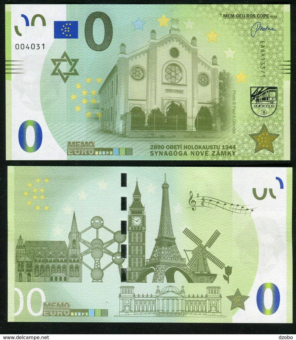 01 SLOVAKIA-Memo Euro NOVE ZAMKY-Ersekujvari Synagogue-Synagoge Judaica 5000 Pcs NEWS-Nouvelles UNC - Essais Privés / Non-officiels