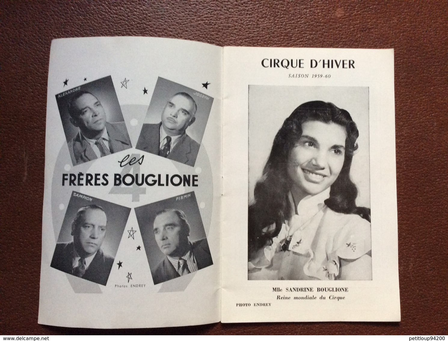 PROGRAMME BOUGLIONE  Cirque D’Hiver  SAISON 1959-1960 - Programme