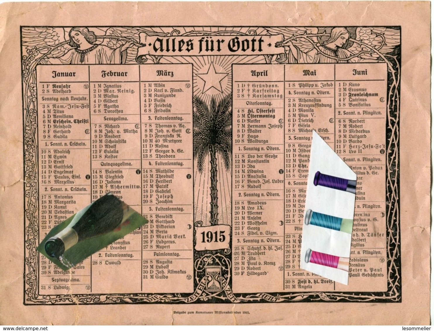 CALENDRIER / 1915 / ALLES FÜR GOTT / Zeit Eilst Die Zeit Heilt / ALLEMAGNE / ALLEMAND / WWI / WW I / MILITARIA - Grossformat : 1901-20