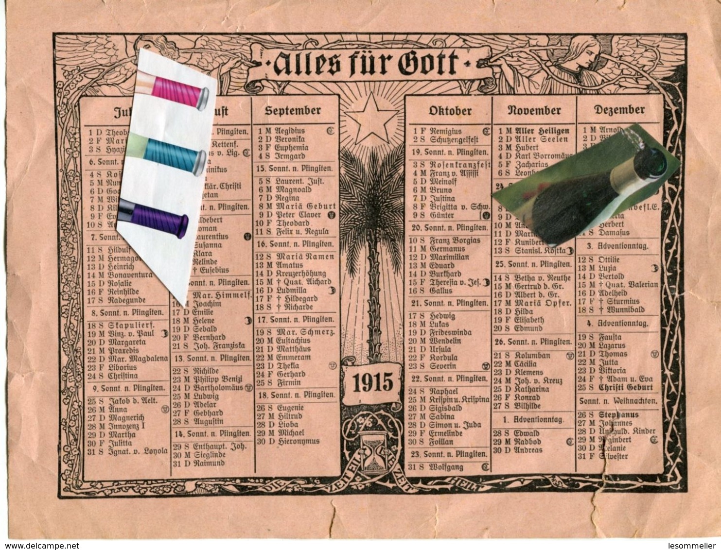 CALENDRIER / 1915 / ALLES FÜR GOTT / Zeit Eilst Die Zeit Heilt / ALLEMAGNE / ALLEMAND / WWI / WW I / MILITARIA - Big : 1901-20