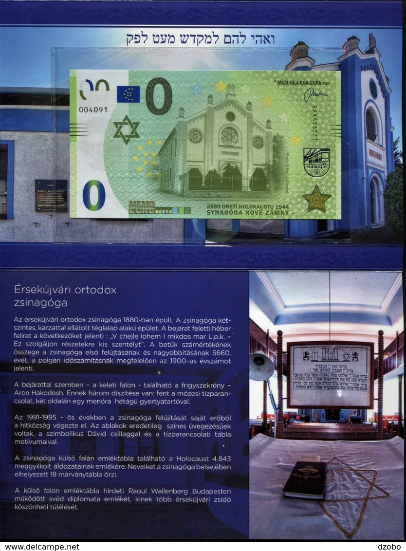 01 SLOVAKIA-Memo Euro NOVE ZAMKY-Ersekujvari Synagogue-Synagoge Judaica 500 Pcs FOLDER NEWS-Nouvelles UNC 2020 - Essais Privés / Non-officiels