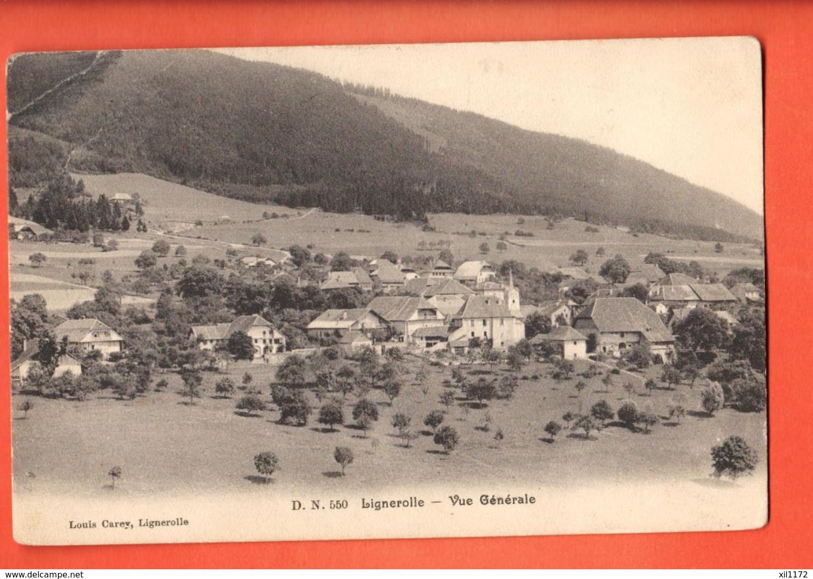 FPC-34  Lignerolle Vue Générale.  Jura Vaud. Cachet Ambulant 1913 Louis Carey - Lignerolle