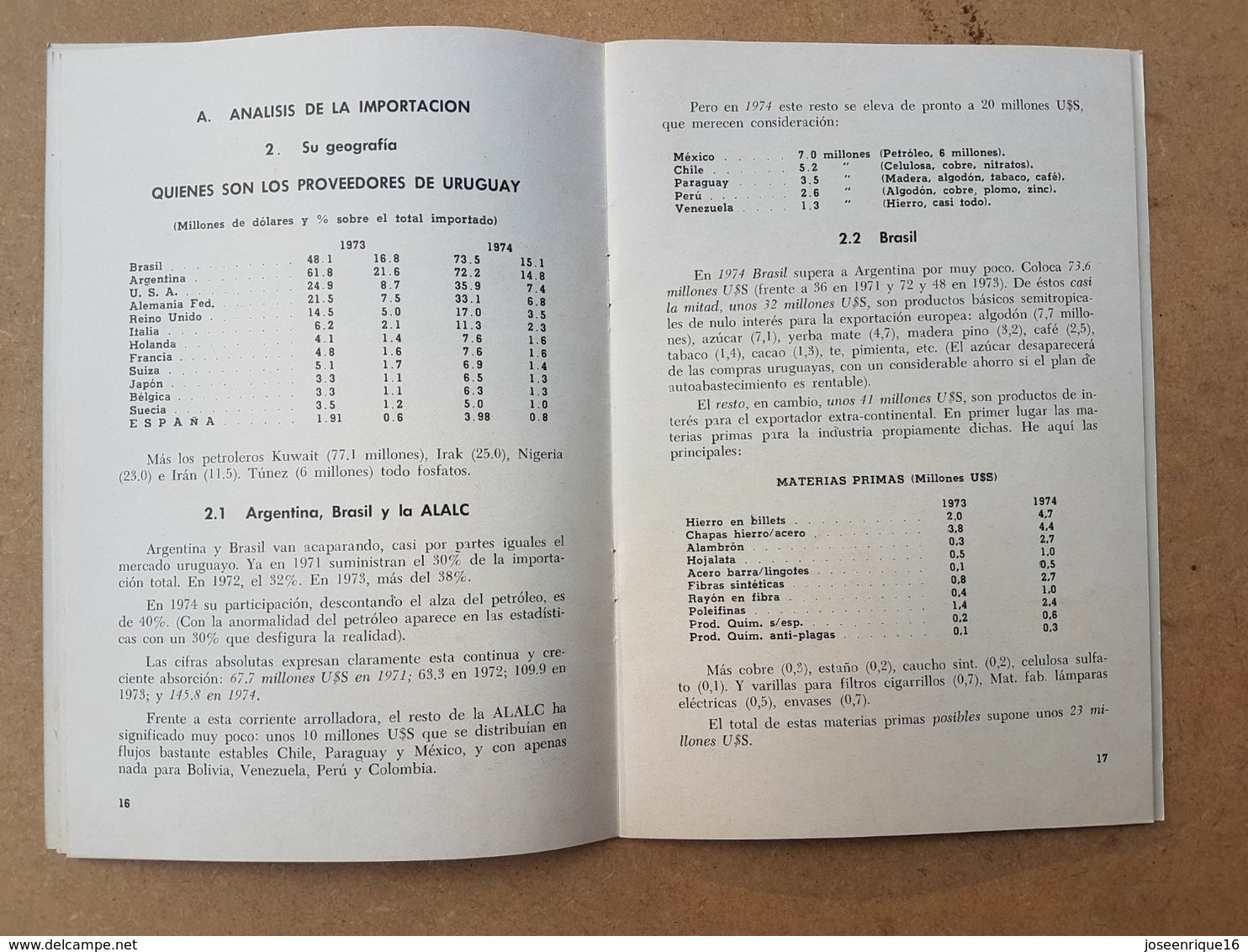 EL COMERCIO EXTERIOR DEL URUGUAY CAMARA ESPAÑOLA DE COMERCIO 1974 JESUS DE NAVASCUES - Ciencias, Manuales, Oficios