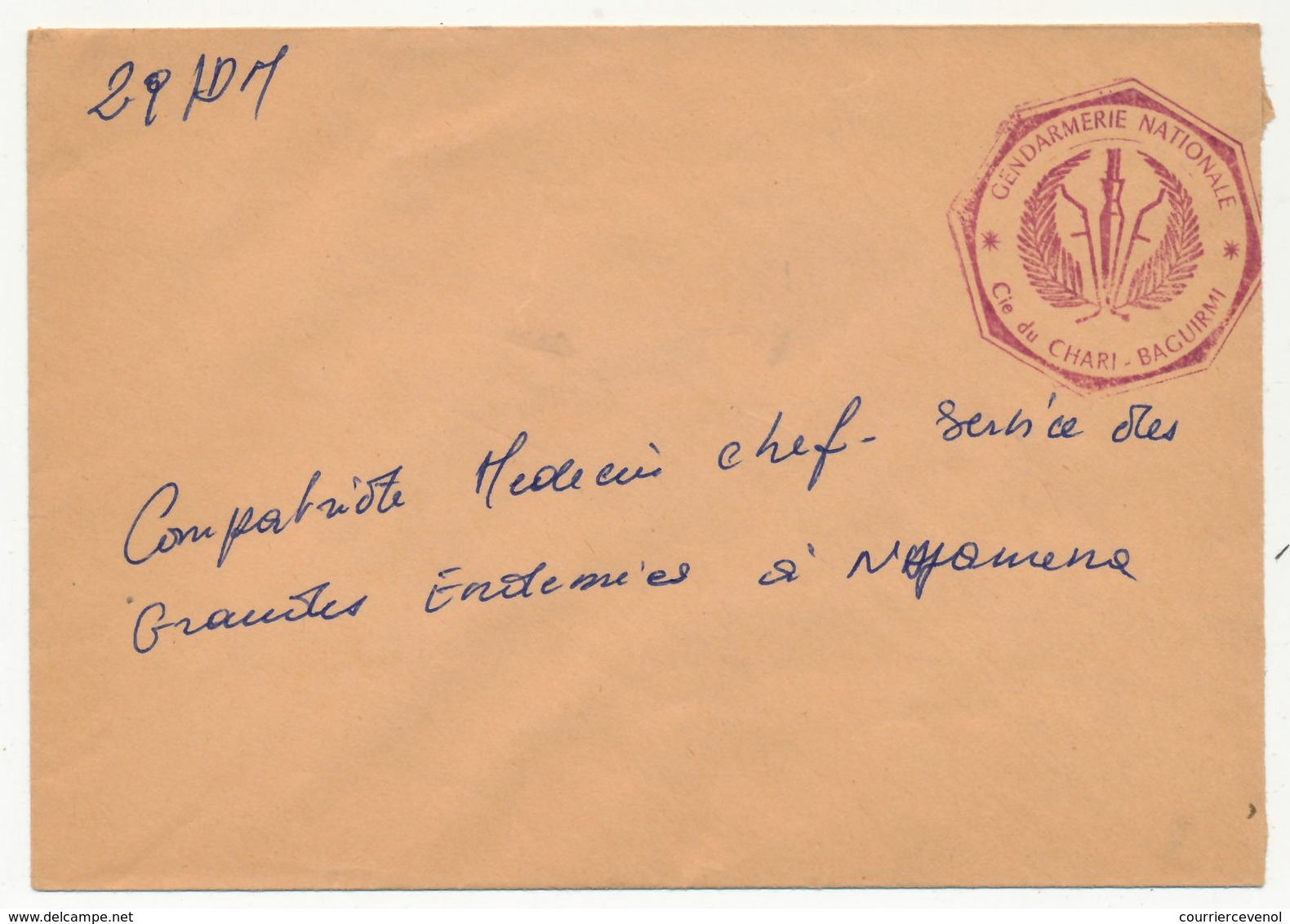 TCHAD - 2 Enveloppes En Franchise - Gendarmerie Nationale - Commandement + Cie Du Chari-Baguirami - Tchad (1960-...)