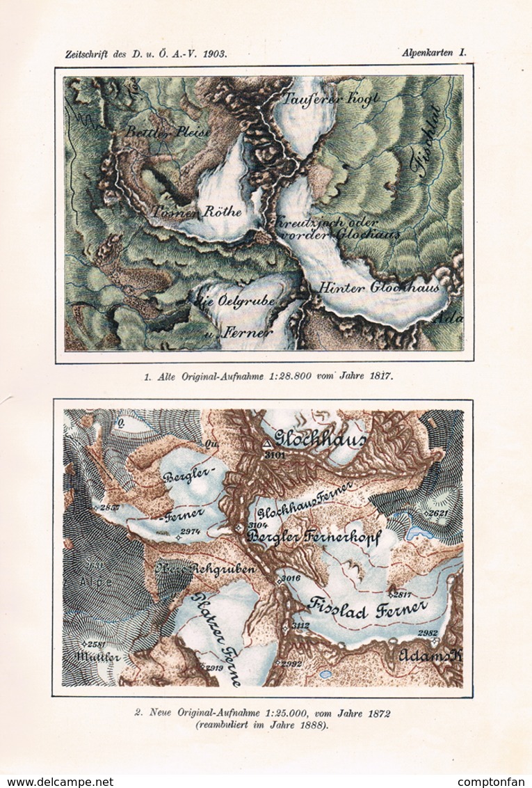 A102 647 - Oberhummer Entwicklung Alpenkarten Österreich Artikel Von 1903 !! - Wereldkaarten