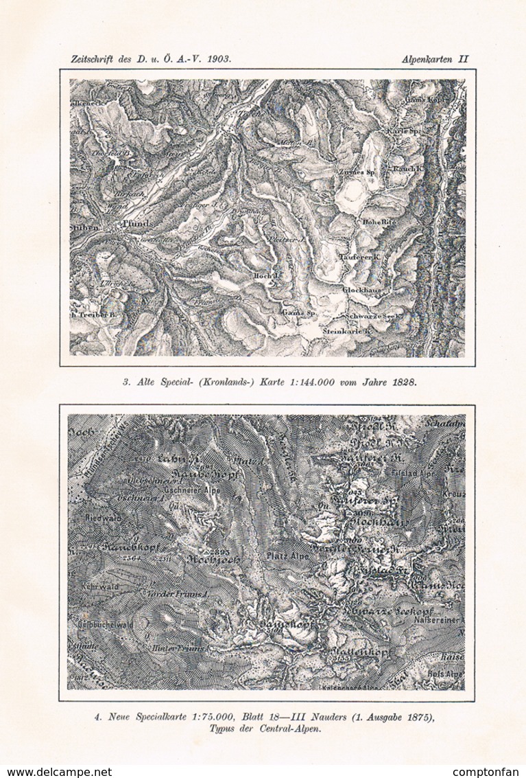 A102 647 - Oberhummer Entwicklung Alpenkarten Österreich Artikel Von 1903 !! - Mappamondo