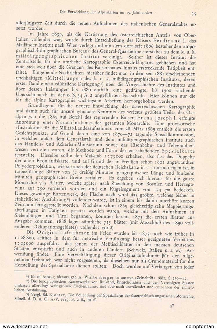 A102 647 - Oberhummer Entwicklung Alpenkarten Österreich Artikel Von 1903 !! - Maps Of The World