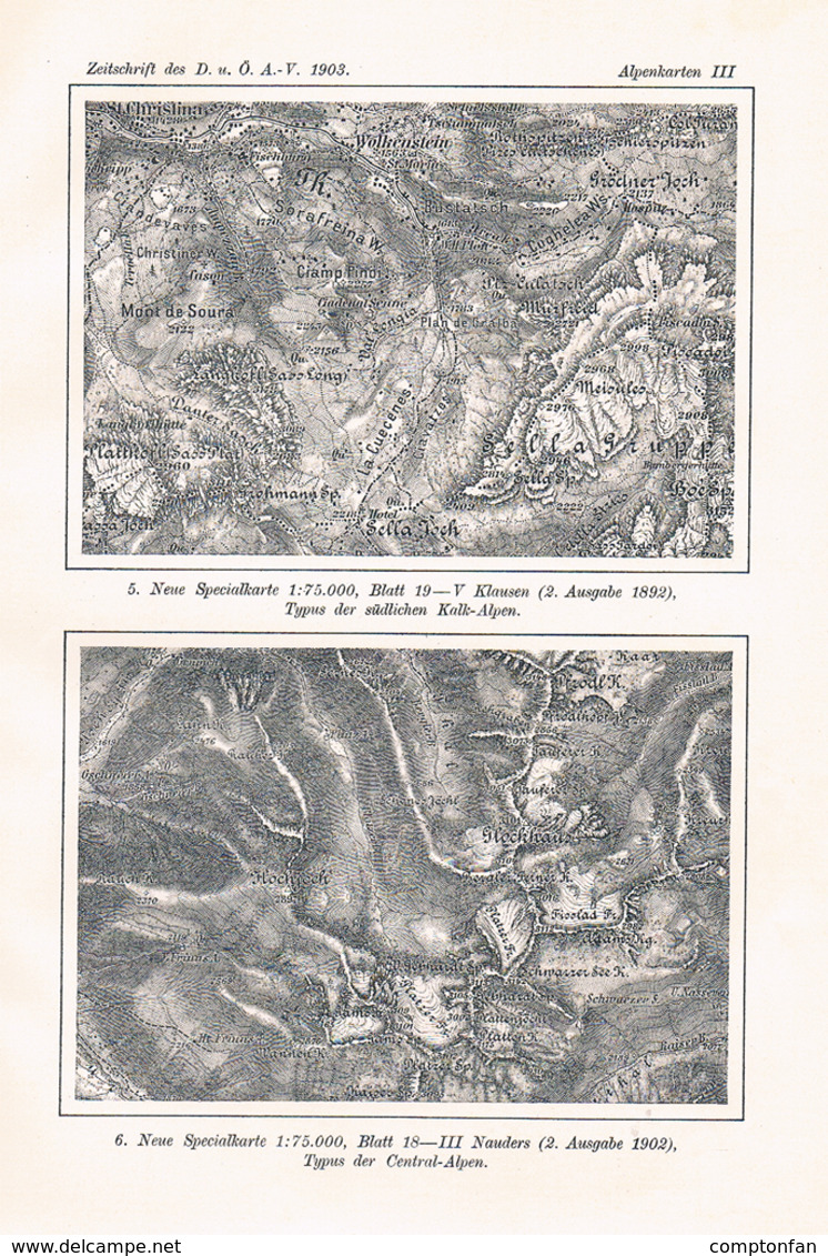 a102 647 - Oberhummer Entwicklung Alpenkarten Österreich Artikel von 1903 !!