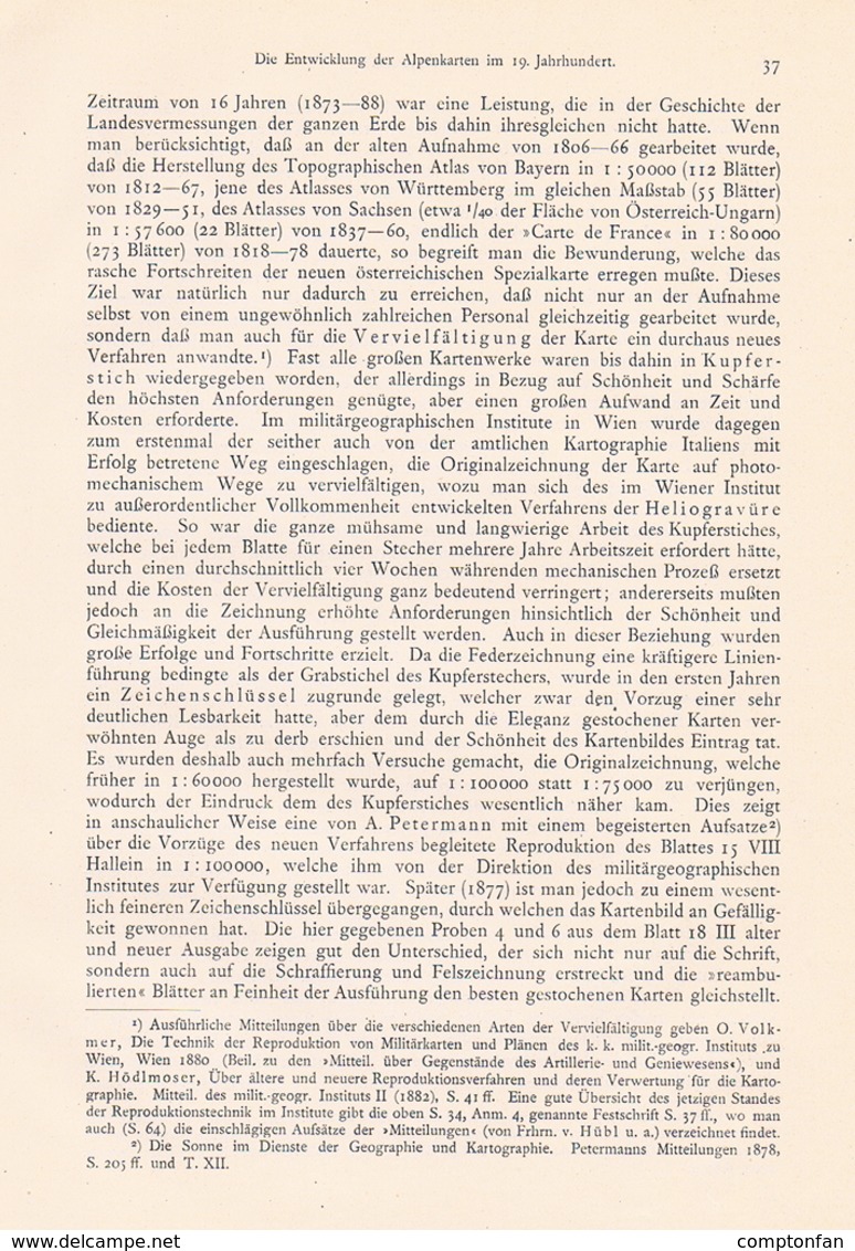 a102 647 - Oberhummer Entwicklung Alpenkarten Österreich Artikel von 1903 !!