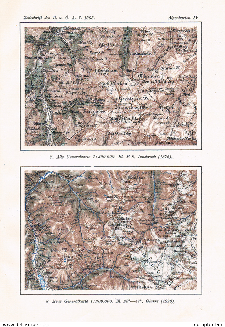 a102 647 - Oberhummer Entwicklung Alpenkarten Österreich Artikel von 1903 !!