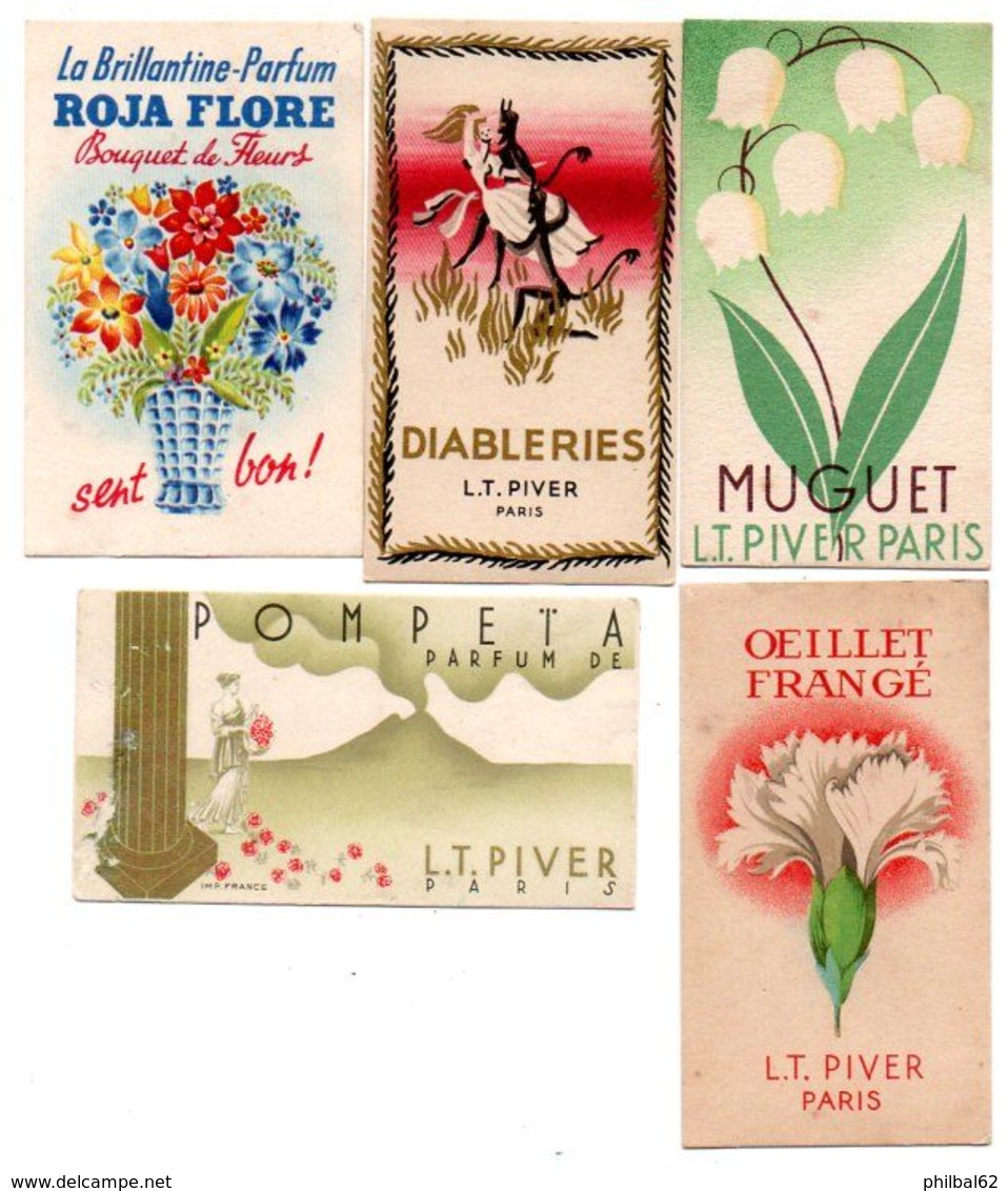 Lot De 8 Cartes Parfumées : L.T.Piver , Roja, J.Thomas. - Anciennes (jusque 1960)