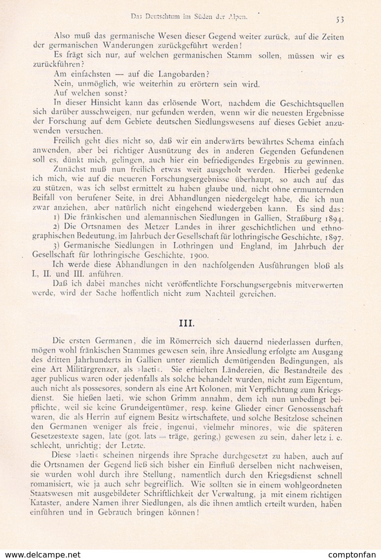 648 - Adolf Schiber Deutschtum Im Süden Der Alpen Etymologie Artikel Von 1903  !! - Politique Contemporaine