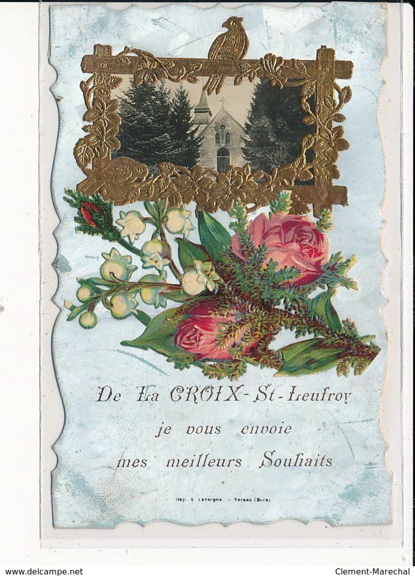 LA CROIX-ST-LEUFROY : Carte Souvenir, L'Eglise - Très Bon état - Autres & Non Classés