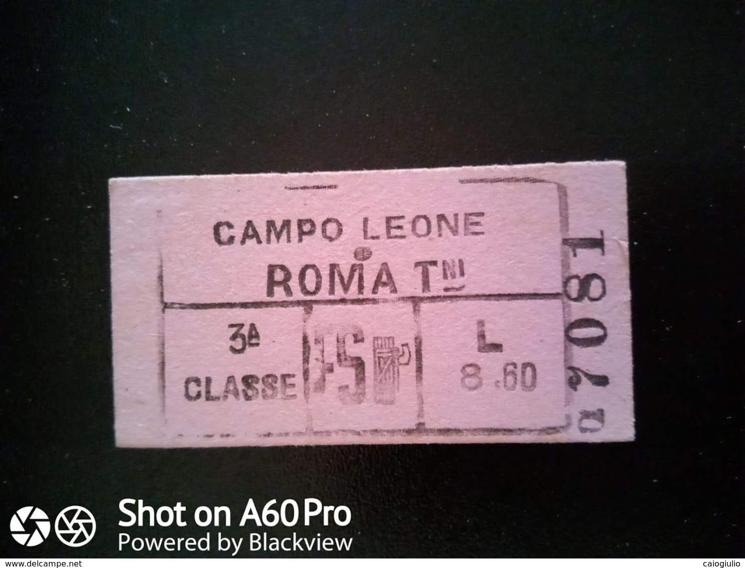 FASCISMO - BIGLIETTO - TICKET F.S. - FERROVIE DELLO STATO -  CAMPOLEONE  ROMA TERMINI  3a CL 1942 CON IMPRESSO FASCETTO - Europa