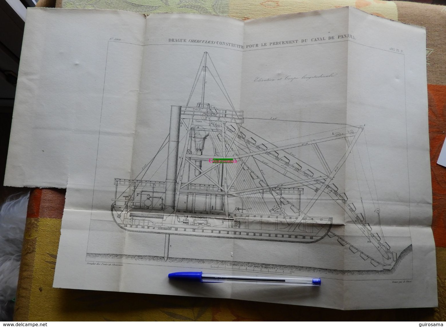 Drague (Hercules) Construite Pour Le Percement Du Canal De Panama - 1885 -  Lot De 2 Planches - Machines