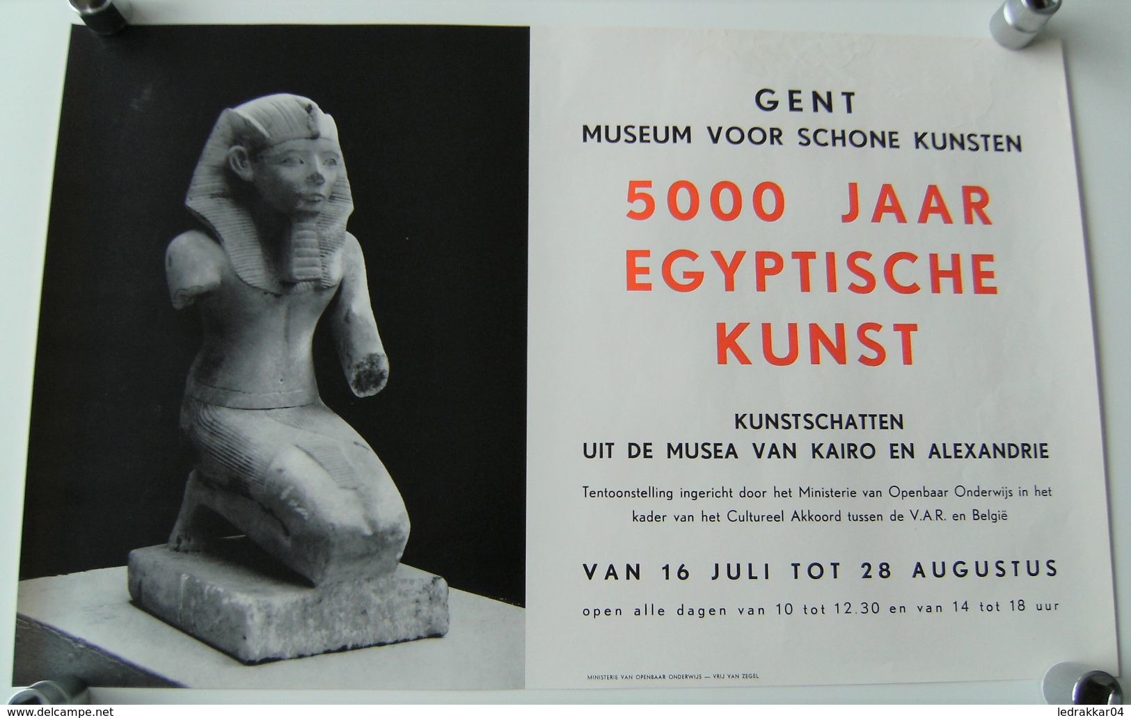 Affiche Belge 5000 Ans Histoire Egyptienne Vrij Van Zegel Vintage - Plakate