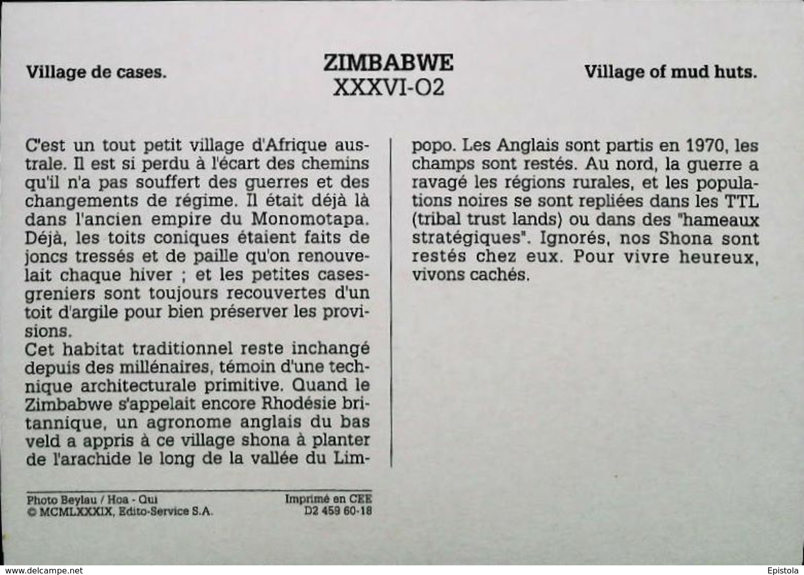 Zimbabwe   Village Shona  Limpopo De Cases - Années 1980s - Zimbabwe