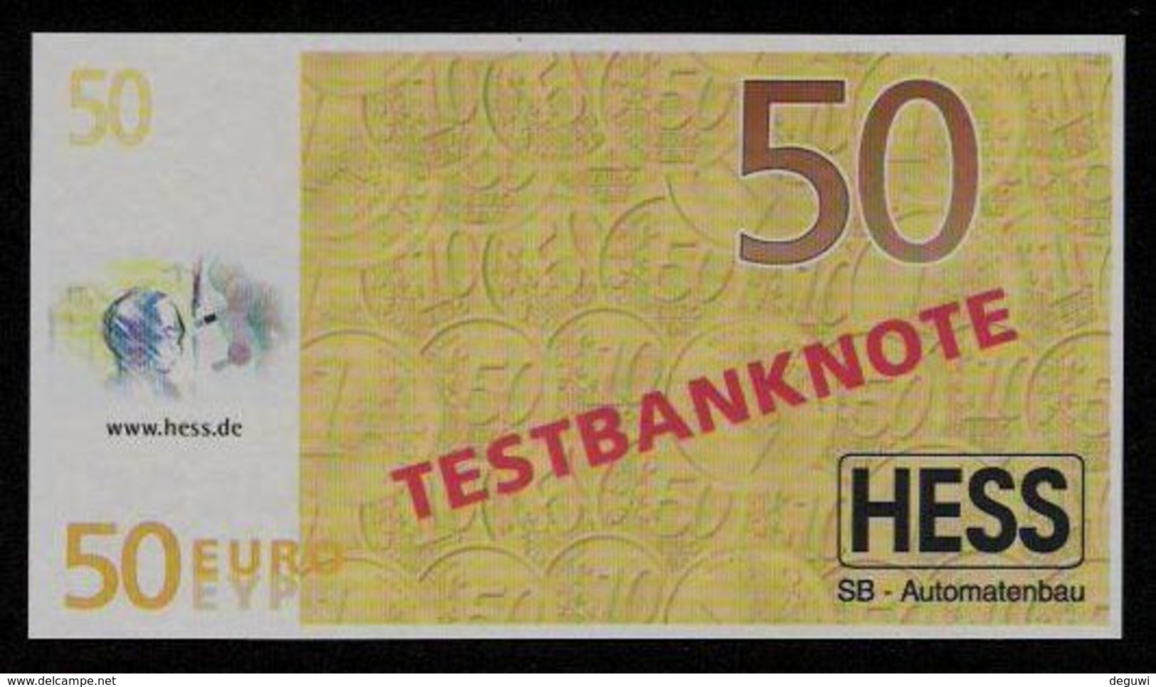 Test Note HESS Testnote, 50 EURO, Beids. Druck, RRR, UNC - Andere & Zonder Classificatie