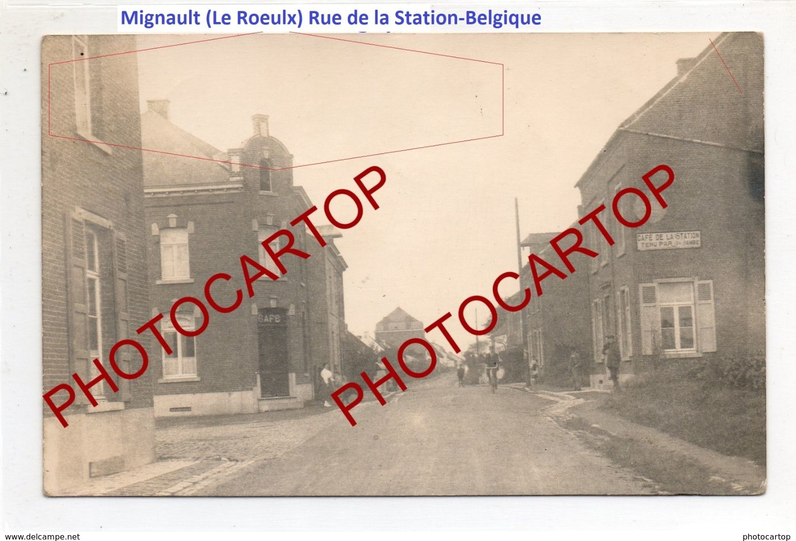 MIGNAULT-Rue De La Station-CARTE PHOTO-BELGIQUE-1921- - Le Roeulx