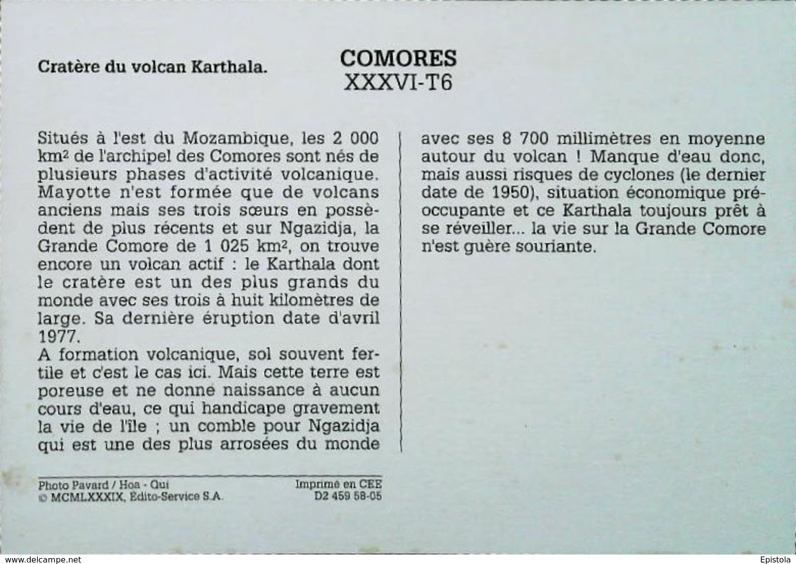 Comores   Cratère Volcan Karthala   Volvano     - Années 1980s - Comorre