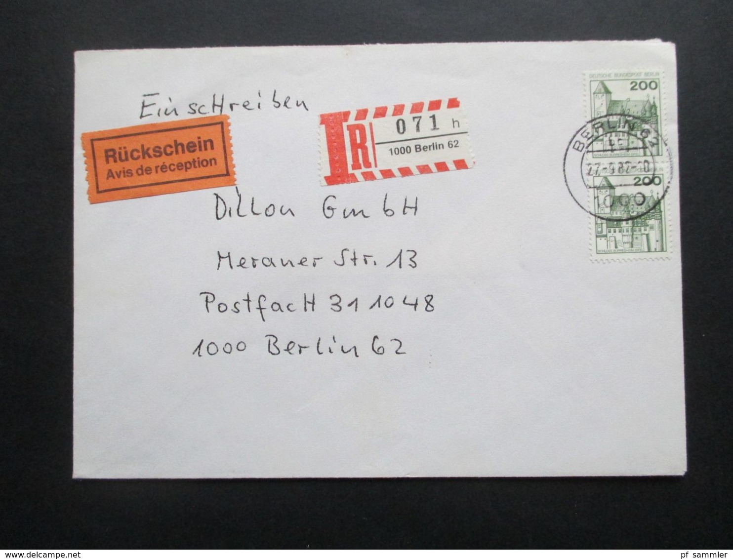 Berlin 1977 Freimarken BuS Nr. 540 MeF Senkrechtes Paar Einschreiben Mit Rückschein Berlin Ortsbrief - Storia Postale