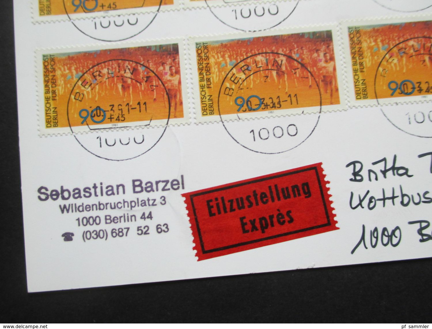 Berlin 1981 Sporthilfe Nr. 646 (6) MeF Ortspostkarte Eilzustellung Express Sauber Gestempelt! Mit Ank. Stempel - Covers & Documents