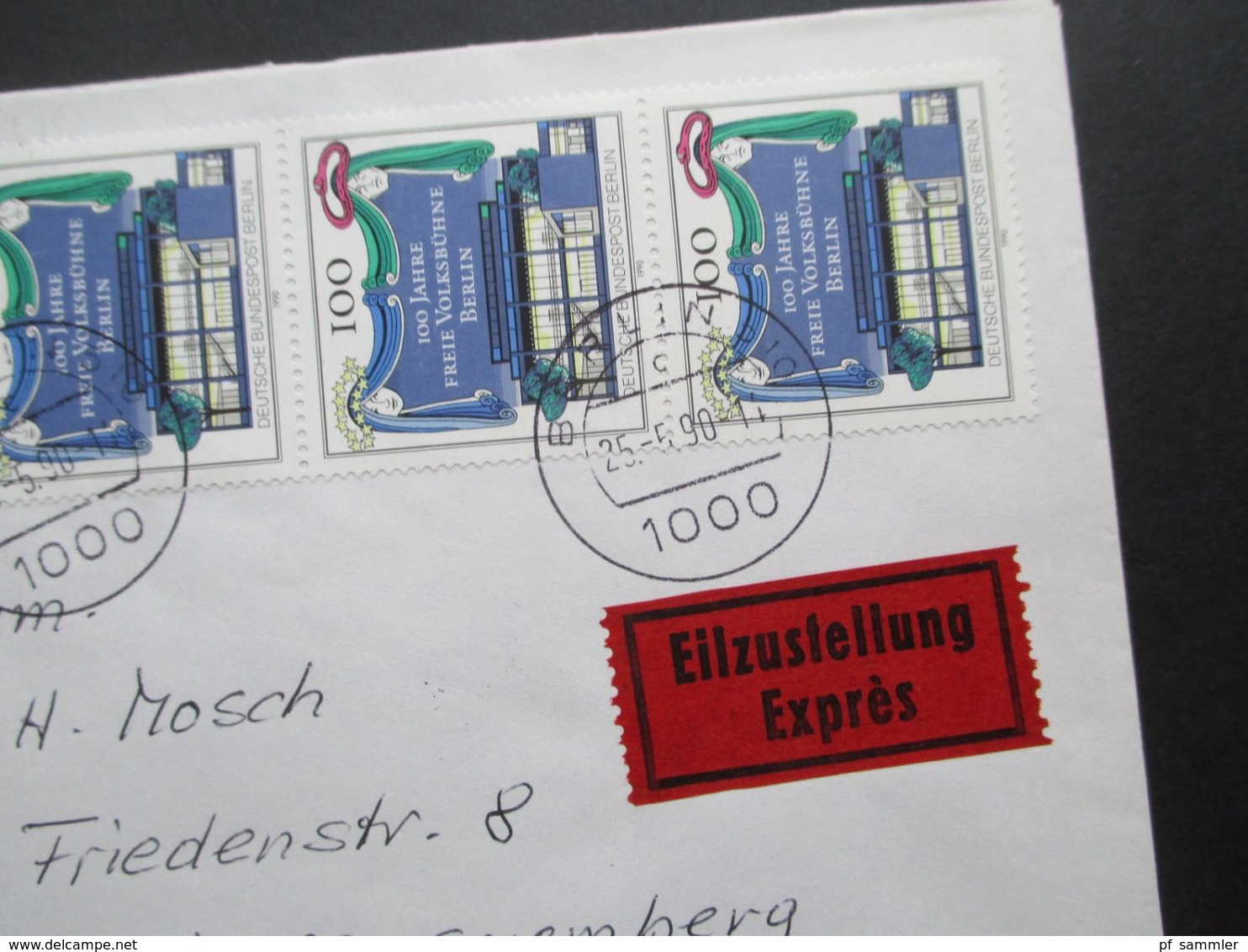 Berlin 1990 Nr. 866 (3) MeF Eilzustellung / Eilbrief Von Berlin Nach Spremberg Mit Ank. Stempel (Sorbischer Stempel) - Brieven En Documenten