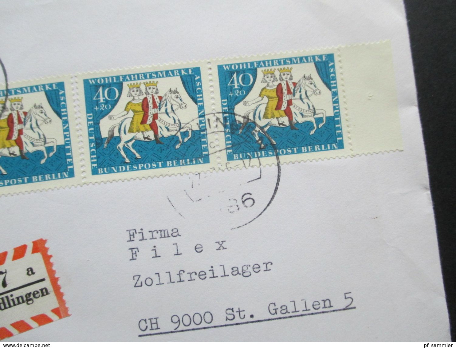 Berlin 1965 Wohlfahrt Märchen Nr. 269 2 Waag. Paare Jeweils Vom Seitenrand Einschreiben Auslandsbrief In Die Schweiz - Briefe U. Dokumente