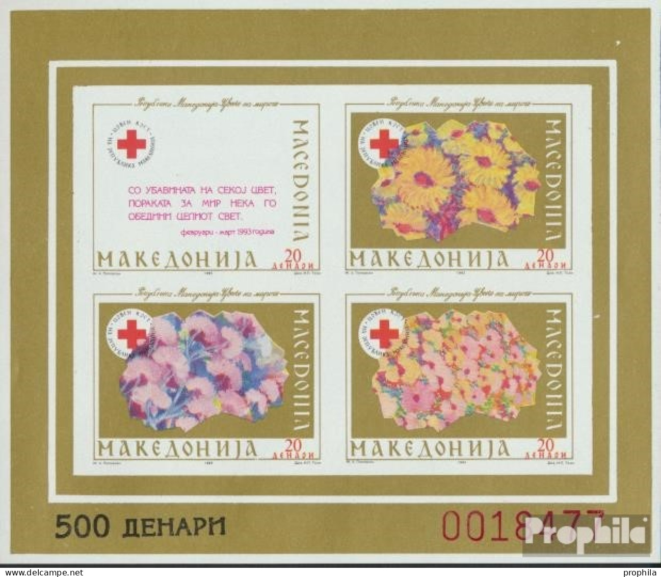 Makedonien Z Block 5B (kompl.Ausg.) Zwangszuschlagsmarken Postfrisch 1993 Rotes Kreuz - Makedonien