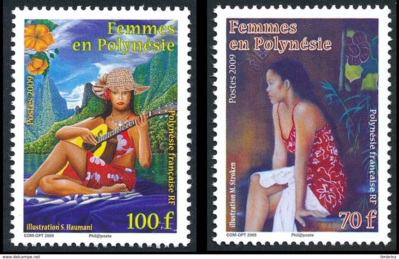 POLYNESIE 2009 - Yv. 865 Et 866 ** TB  Faciale= 1,43 EUR - Tableaux "Femmes En Polynésie" (2 Val.)  ..Réf.POL25308 - Ungebraucht