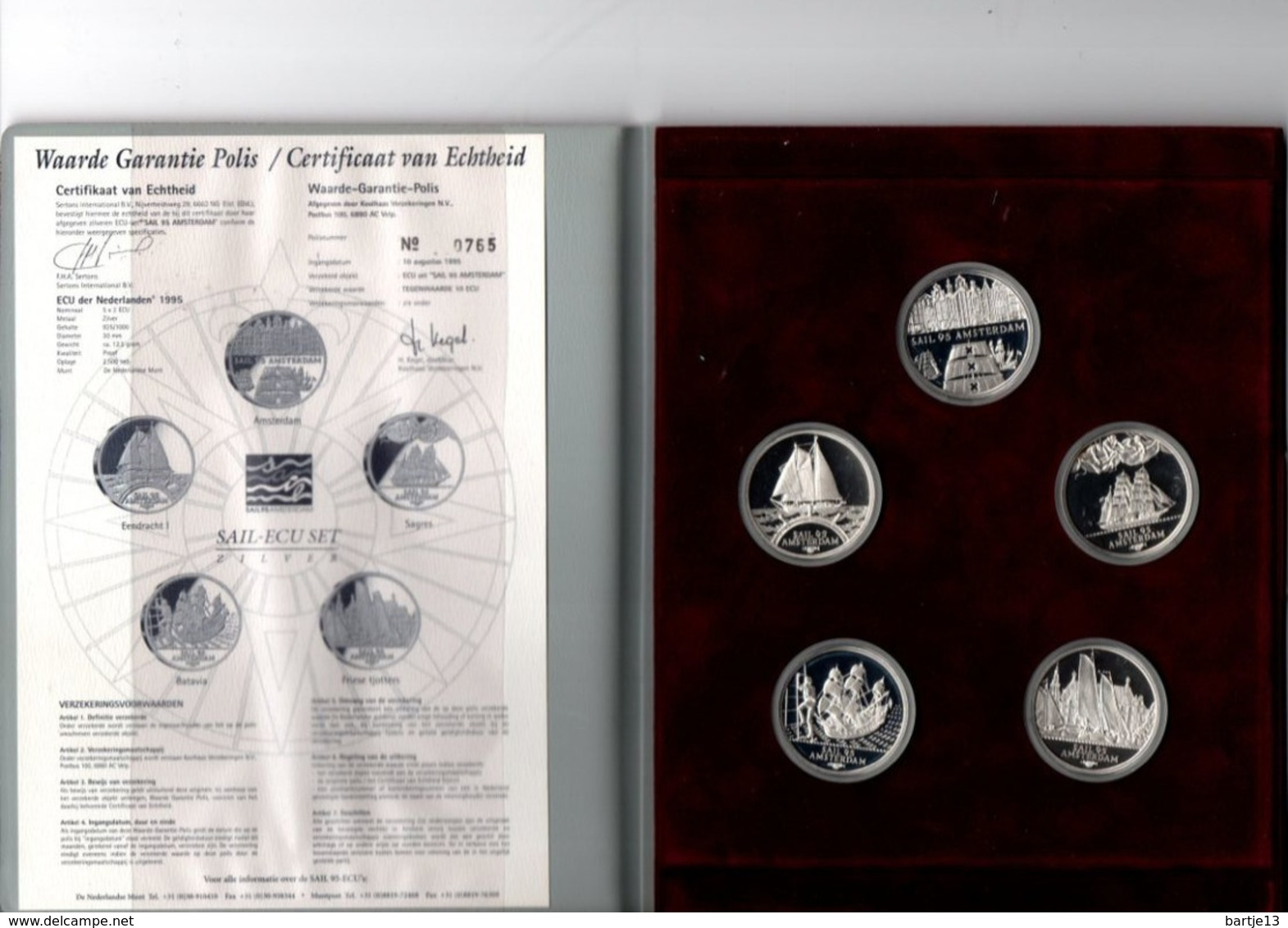 NEDERLAND ECU SET 1995 SAIL AMSTERDAM MET 5 ZILVEREN 2 ECU STUKKEN - Monedas Comerciales