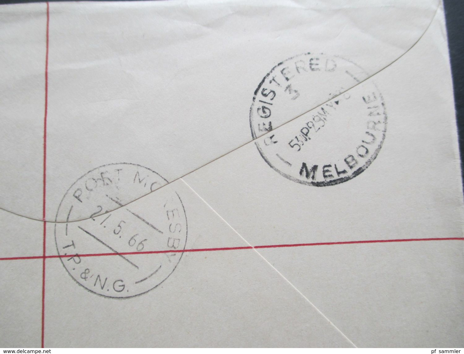 Australien 1966 Air Mail Portofrei /Service Des Postes Einschreiben Philatelic Bureau Port Moresby - Nunawading Victoria - Covers & Documents