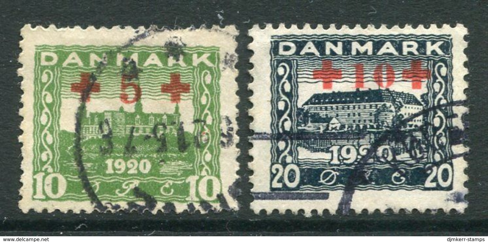 DENMARK 1921 Red Cross Surcharge Set, Used. Michel 116-17 - Oblitérés