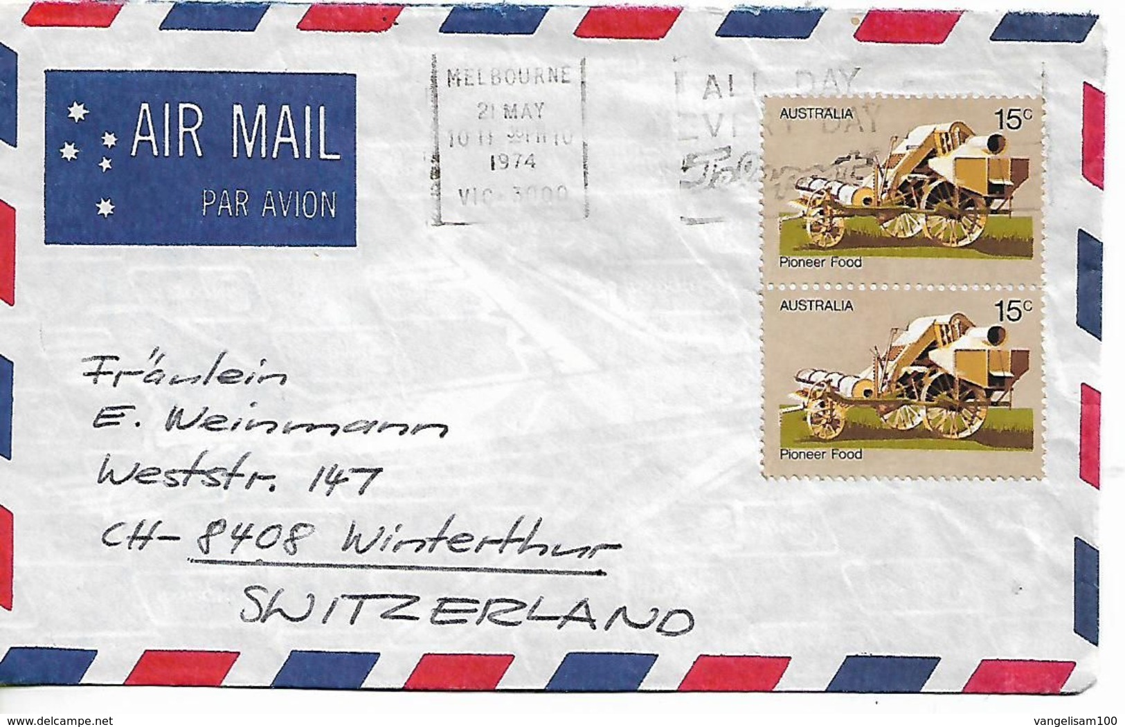 AUSTRALIA 1974 COVER Sent To Suisse 2 Stamps COVER USED - Storia Postale