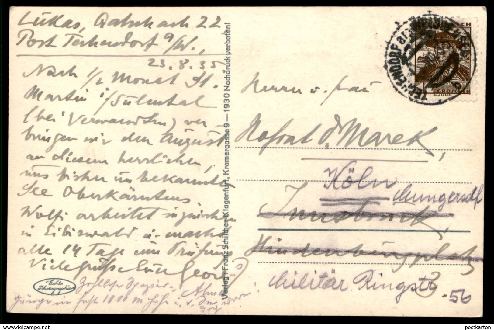 ALTE POSTKARTE TECHENDORF AM WEISSENSEE KÄRNTEN 1935 Österreich Austria Autriche Postcard Ansichtskarte AK Cpa - Weissensee