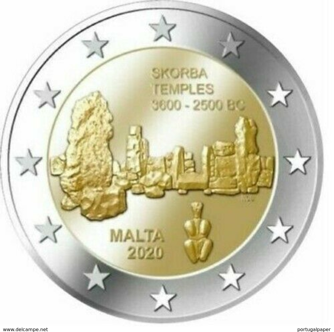 Malta 2euro Cc- Templo Skorba - 2020  Rara  UNC - Malta