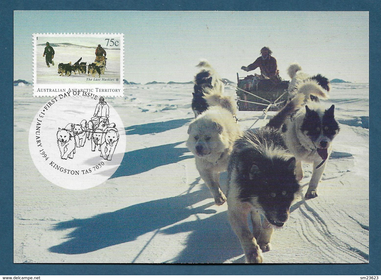 AAT 1994  Mi.Nr. 99 , The Last Huskies - Maximum Card - First Day Of Issue 13. January 1994 - Maximumkarten