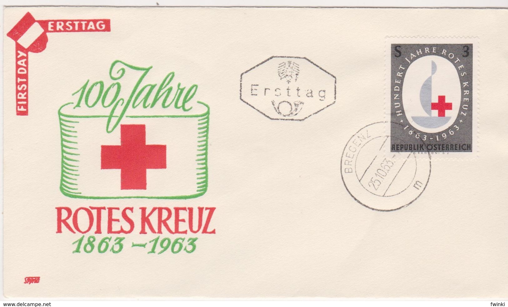 FDC 1963 - Mi 1135 (15) : 100 Jahre Internationales Rotes Kreuz , ST Bregenz - Covers & Documents