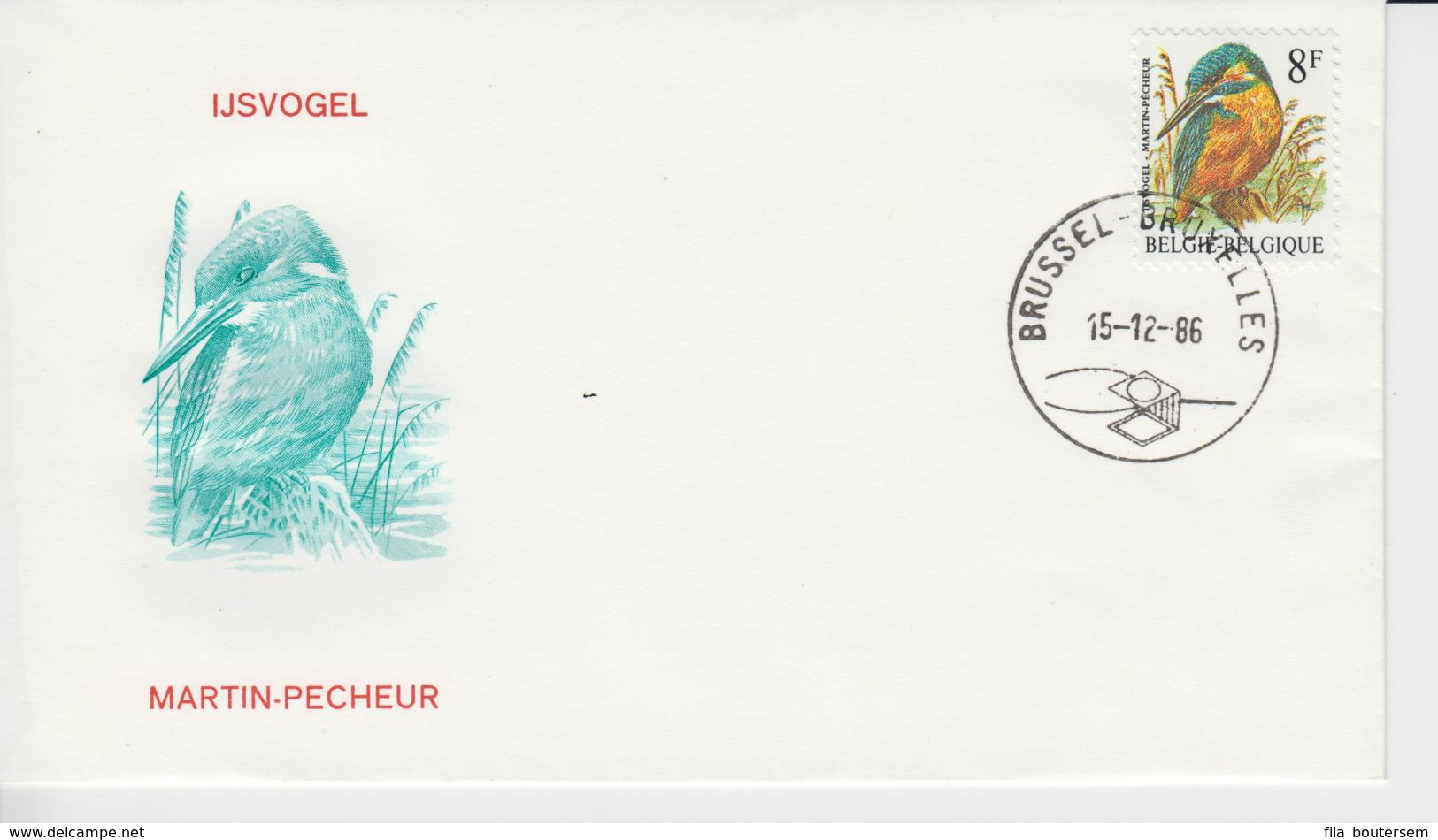 Belgie Andre Buzin Birds 2240 FDC Brussel - Bruxelles  1986  Ijsvogel - Martin Pecheur - 1981-1990